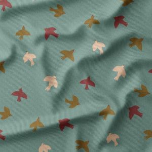 Tissu velours milleraies imprim&eacute; belle colombe multi bleu - DOMOTEX - Mondial Tissus