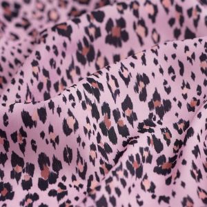 Tissu crêpe polyester lourd Léopard violet - MT - Mondial Tissus