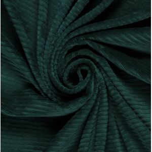 Maille jersey velours c&ocirc;tel&eacute;e stretch coton verte - Mondial Tissus
