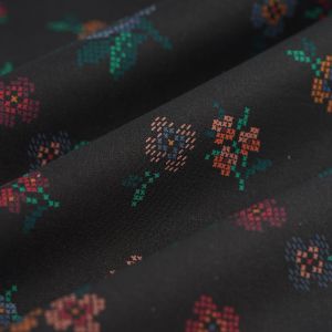 Tissu cretonne point de croix noir - MT - Mondial Tissus