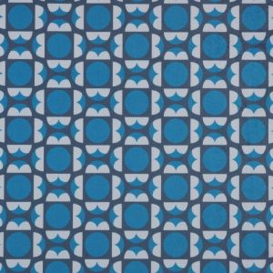 Tissu velours bleu imprimé seventies - Mondial Tissus