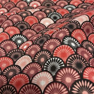 Tissu cretonne enduite éventails rose - Mondial Tissus