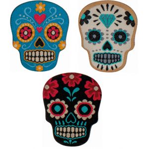 Set de 3 &eacute;cussons thermocollant t&ecirc;tes de mort - MT - Mondial Tissus