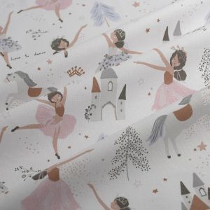 Tissu bachette ballerine licorne rose - MT - Mondial Tissus
