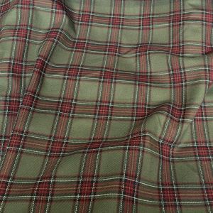 Tissu flanelle tartan carreaux kaki - Mondial Tissus