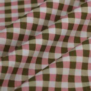 Tissu cretonne vichy Kavia kaki rose - MT - Mondial Tissus