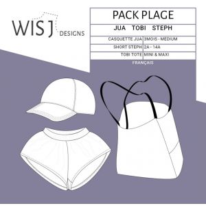 Patron short, casquette et sac de plage pour b&eacute;b&eacute; - WISJ - WISJ - Mondial Tissus