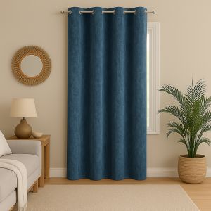 Rideau souple velours bleu Pharaon 140x250cm - MT - Mondial Tissus