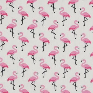 Tissu coton enduit &eacute;cru flamant rose - Mondial Tissus