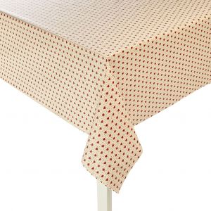 Cretonne enduite imprimee mini coeur ecru - Mondial Tissus