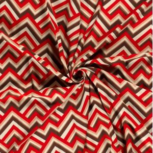 Tissu popeline viscose frise multicolore rouge - Mondial Tissus