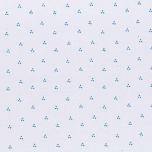 Tissu coton blanc ros&eacute; motifs petits point de croix bleu - Frou Frou - Mondial Tissus