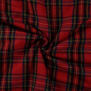 Tissu lainage bross&eacute; imprim&eacute; tartan rouge - Mondial Tissus