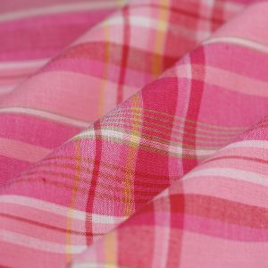 Tissu madras carreaux rose - Mondial Tissus