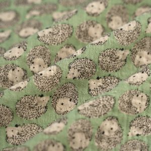 Tissu double gaze h&eacute;risson jade - Mondial Tissus