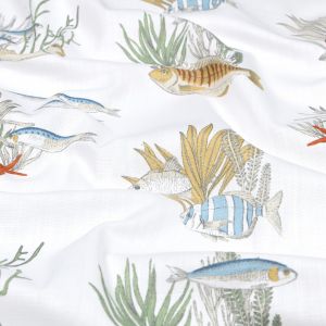 Tissu bachette slub vie marine multicolore - Mondial Tissus