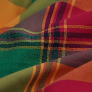 Tissu Madras 9 carr&eacute;s jaune vert rouge - Mondial Tissus