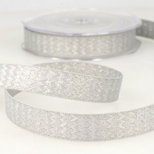 Ruban zig zag gris et argenté 15 mm - Mondial Tissus