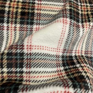 Maille doudou imprimée tartan beige - DOMOTEX - Mondial Tissus