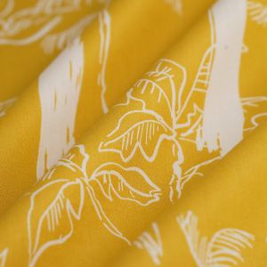 Tissu popeline coton grand palmier craie jaune - MT - Mondial Tissus