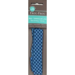 Biais vichy thermocollant bleu 20x2m - Frou Frou - Mondial Tissus