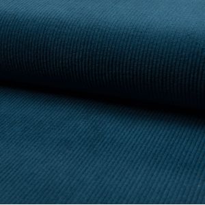 Tissu velours côtelé coton élasthanne uni bleu turquoise - Mondial Tissus