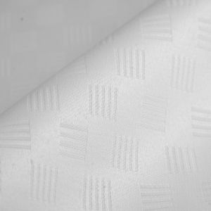 Tissu nappe damassé carreaux grande largeur blanc - Mondial Tissus