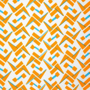 Tissu popeline wax fl&egrave;ches orange - Mondial Tissus