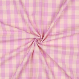 Tissu vichy grand carreau beige rose - Mondial Tissus