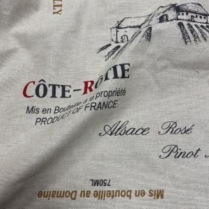 Tissu bachette linenlook imprimé carte des vins écru - Mondial Tissus