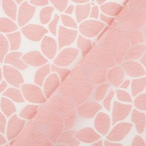 Tissu voile ajouré fleurs rose - Mondial Tissus