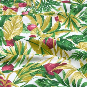 Tissu bachette slub papaye exotique vert - Mondial Tissus