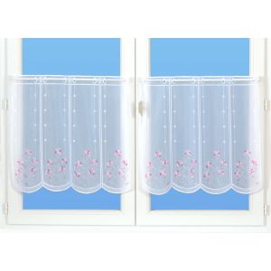 Brise bise brod&eacute; rose blanc 30 cm - Mondial Tissus