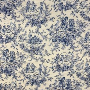 Cretonne toile de jouy jeux d'enfants bleu - Mondial Tissus