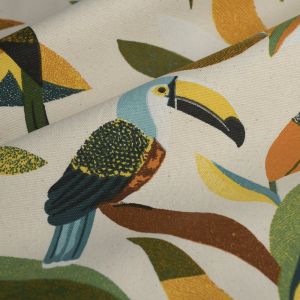 Tissu toile polycoton imprim&eacute;e nature multicolore - Mondial Tissus