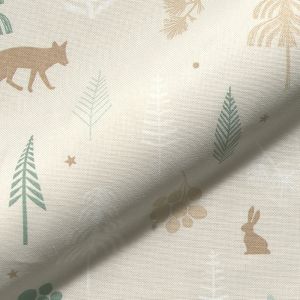 Tissu bachette coton semi-panama naturel balade en forêt - Mondial Tissus