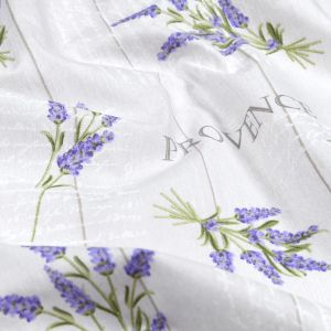 Toile polycoton enduite bouquet lavande naturel - Mondial Tissus