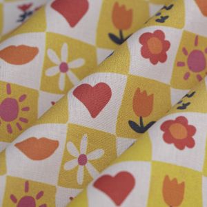Tissu cretonne patchwork symboles multicolore - MT - Mondial Tissus
