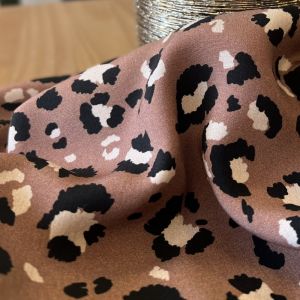 Tissu popeline de viscose Mocha l&eacute;opard - My Dress Made - My Dress Made - Mondial Tissus