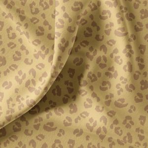 Maille jersey coton imprimée léopard camel et marron - Mondial Tissus