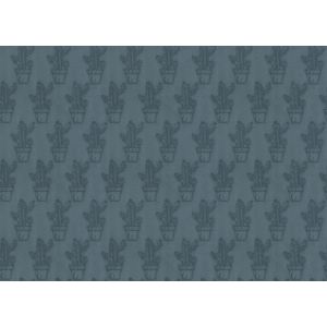Tissu velours cactus bleu canard - Mondial Tissus