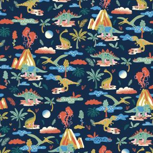 Tissu cretonne coton marine paysage dino jurassic - Mondial Tissus
