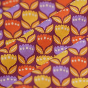 Tissu cretonne bio mignonne violet - MT - Mondial Tissus