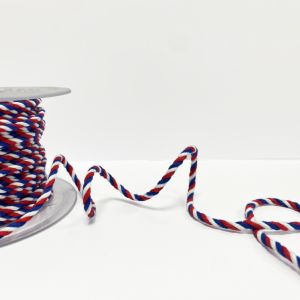 Cordon bleu blanc rouge 3 mm - Mondial Tissus