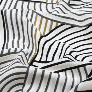 Tissu bachette enduit imprimé courbe contemporaine moderne noir - Mondial Tissus