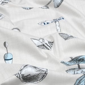 Tissu bachette slub enduite petit bateau naturel - Mondial Tissus