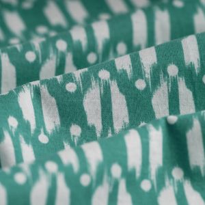 Tissu jersey coton Géo flou blanc vert - MT - Mondial Tissus