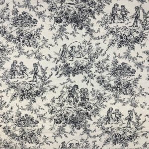 Cretonne toile de jouy jeux d'enfants noir - Mondial Tissus