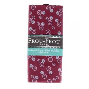 Coupon tissu 100% coton motif boutons 45x55cm rose rose fonc&eacute; - Frou Frou - Mondial Tissus