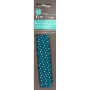 Biais thermocollant 20x2m à pois turquoise foncé - Frou Frou - Mondial Tissus